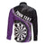 Personalised New Zealand Darts Long Sleeve Button Shirt Koru Tribal Tattoo and Silver Fern Maori Pattern Purple Color