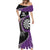 Personalised New Zealand Darts Mermaid Dress Koru Tribal Tattoo and Silver Fern Maori Pattern Purple Color