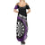 Personalised New Zealand Darts Summer Maxi Dress Koru Tribal Tattoo and Silver Fern Maori Pattern Purple Color