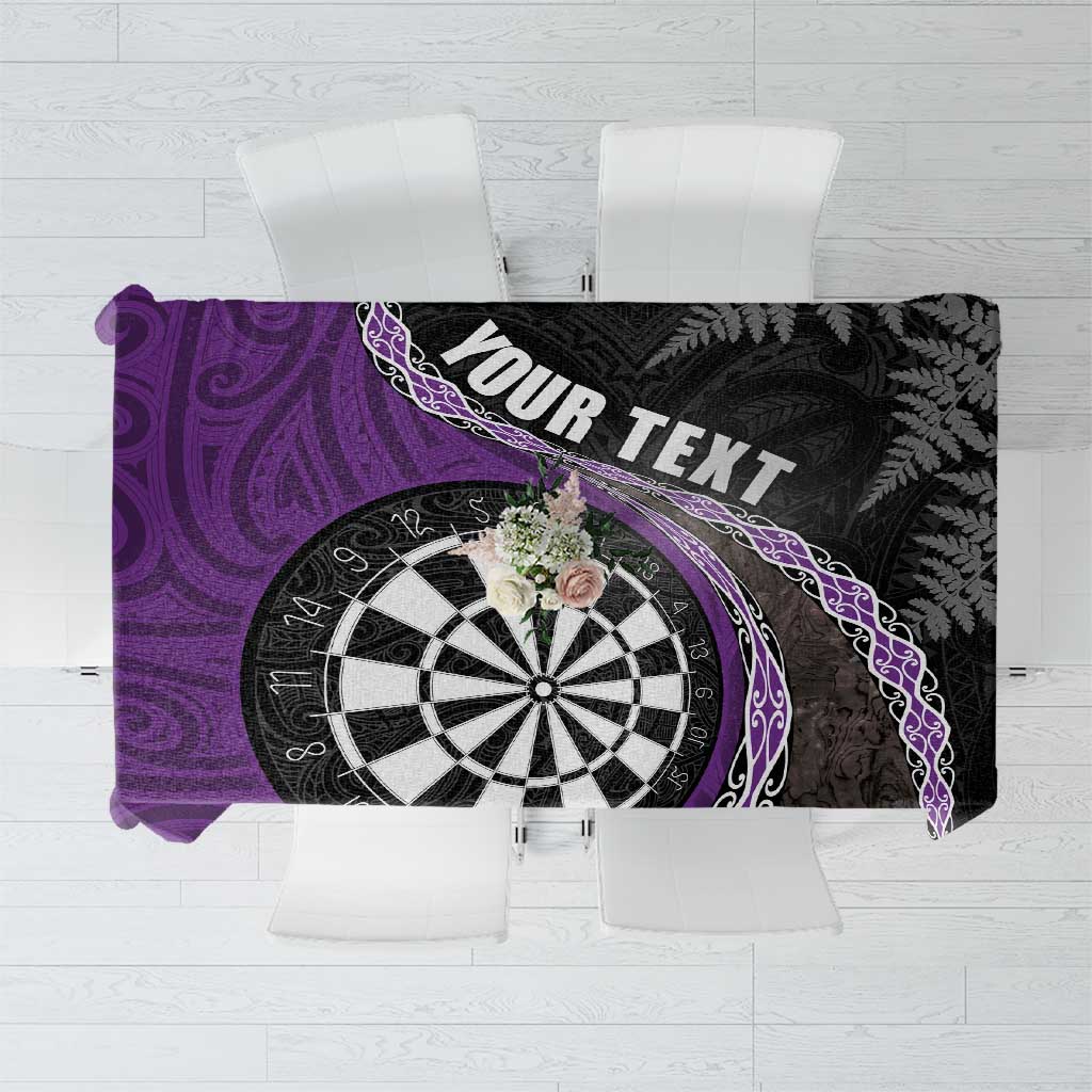 Personalised New Zealand Darts Tablecloth Koru Tribal Tattoo and Silver Fern Maori Pattern Purple Color LT03 Purple - Polynesian Pride