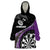 Personalised New Zealand Darts Wearable Blanket Hoodie Koru Tribal Tattoo and Silver Fern Maori Pattern Purple Color