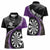 Personalised New Zealand Darts Women Polo Shirt Koru Tribal Tattoo and Silver Fern Maori Pattern Purple Color