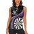 Personalised New Zealand Darts Women Sleeveless Polo Shirt Koru Tribal Tattoo and Silver Fern Maori Pattern Purple Color