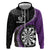 Personalised New Zealand Darts Zip Hoodie Koru Tribal Tattoo and Silver Fern Maori Pattern Purple Color