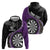 Personalised New Zealand Darts Zip Hoodie Koru Tribal Tattoo and Silver Fern Maori Pattern Purple Color