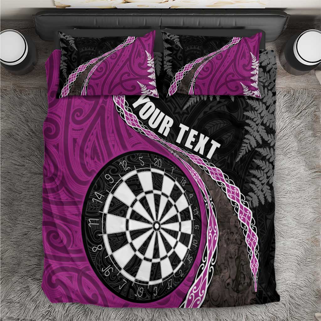 Personalised New Zealand Darts Bedding Set Koru Tribal Tattoo and Silver Fern Maori Pattern Pink Color LT03 Pink - Polynesian Pride