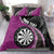 Personalised New Zealand Darts Bedding Set Koru Tribal Tattoo and Silver Fern Maori Pattern Pink Color