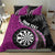 Personalised New Zealand Darts Bedding Set Koru Tribal Tattoo and Silver Fern Maori Pattern Pink Color