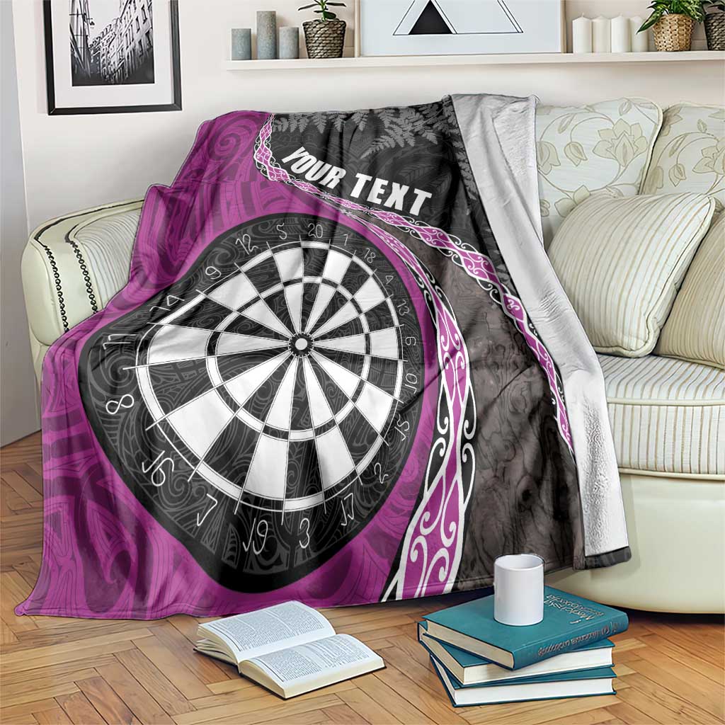 Personalised New Zealand Darts Blanket Koru Tribal Tattoo and Silver Fern Maori Pattern Pink Color LT03 Pink - Polynesian Pride