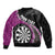 Personalised New Zealand Darts Bomber Jacket Koru Tribal Tattoo and Silver Fern Maori Pattern Pink Color