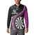 Personalised New Zealand Darts Button Sweatshirt Koru Tribal Tattoo and Silver Fern Maori Pattern Pink Color