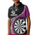 Personalised New Zealand Darts Kid Polo Shirt Koru Tribal Tattoo and Silver Fern Maori Pattern Pink Color