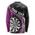 Personalised New Zealand Darts Long Sleeve Shirt Koru Tribal Tattoo and Silver Fern Maori Pattern Pink Color