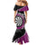 Personalised New Zealand Darts Mermaid Dress Koru Tribal Tattoo and Silver Fern Maori Pattern Pink Color