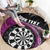 Personalised New Zealand Darts Round Carpet Koru Tribal Tattoo and Silver Fern Maori Pattern Pink Color