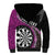 Personalised New Zealand Darts Sherpa Hoodie Koru Tribal Tattoo and Silver Fern Maori Pattern Pink Color