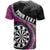 Personalised New Zealand Darts T Shirt Koru Tribal Tattoo and Silver Fern Maori Pattern Pink Color