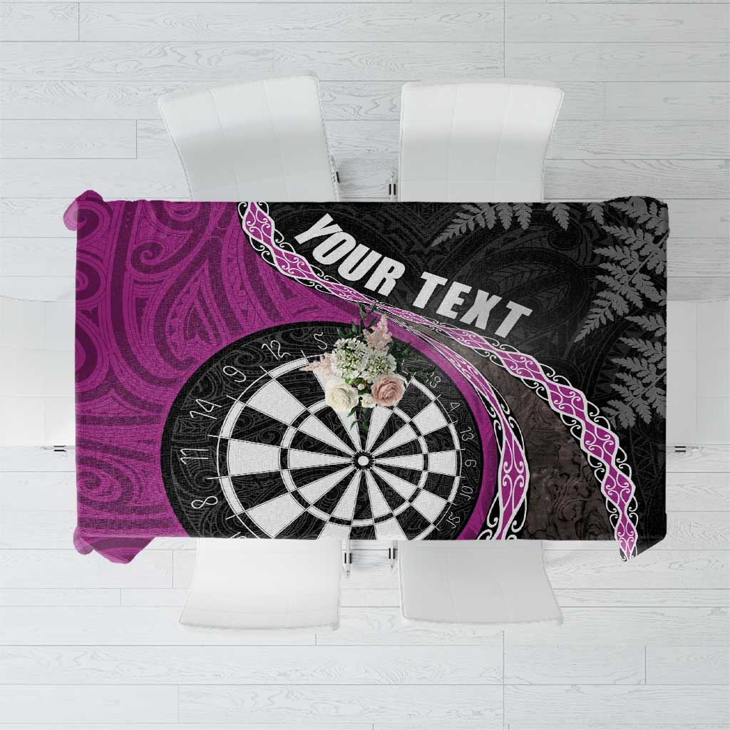 Personalised New Zealand Darts Tablecloth Koru Tribal Tattoo and Silver Fern Maori Pattern Pink Color LT03 Pink - Polynesian Pride
