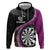 Personalised New Zealand Darts Zip Hoodie Koru Tribal Tattoo and Silver Fern Maori Pattern Pink Color