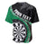 Personalised New Zealand Darts Baseball Jersey Koru Tribal Tattoo and Silver Fern Maori Pattern Green Color