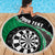 Personalised New Zealand Darts Beach Blanket Koru Tribal Tattoo and Silver Fern Maori Pattern Green Color