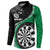 Personalised New Zealand Darts Button Sweatshirt Koru Tribal Tattoo and Silver Fern Maori Pattern Green Color