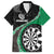 Personalised New Zealand Darts Family Matching Long Sleeve Bodycon Dress and Hawaiian Shirt Koru Tribal Tattoo and Silver Fern Maori Pattern Green Color