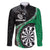 Personalised New Zealand Darts Family Matching Long Sleeve Bodycon Dress and Hawaiian Shirt Koru Tribal Tattoo and Silver Fern Maori Pattern Green Color