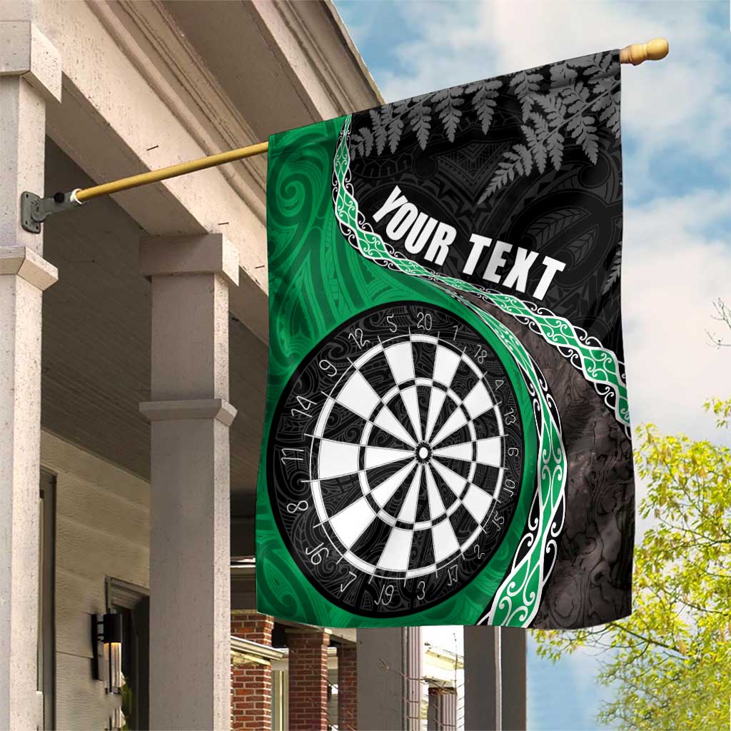 Personalised New Zealand Darts Garden Flag Koru Tribal Tattoo and Silver Fern Maori Pattern Green Color LT03 House Flag Green - Polynesian Pride