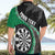 Personalised New Zealand Darts Hawaiian Shirt Koru Tribal Tattoo and Silver Fern Maori Pattern Green Color