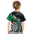 Personalised New Zealand Darts Kid T Shirt Koru Tribal Tattoo and Silver Fern Maori Pattern Green Color