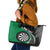 Personalised New Zealand Darts Leather Tote Bag Koru Tribal Tattoo and Silver Fern Maori Pattern Green Color