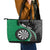 Personalised New Zealand Darts Leather Tote Bag Koru Tribal Tattoo and Silver Fern Maori Pattern Green Color