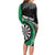 Personalised New Zealand Darts Long Sleeve Bodycon Dress Koru Tribal Tattoo and Silver Fern Maori Pattern Green Color