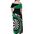 Personalised New Zealand Darts Off Shoulder Maxi Dress Koru Tribal Tattoo and Silver Fern Maori Pattern Green Color