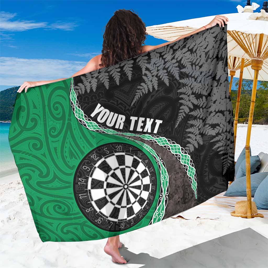 Personalised New Zealand Darts Sarong Koru Tribal Tattoo and Silver Fern Maori Pattern Green Color