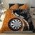 Personalised New Zealand Darts Bedding Set Koru Tribal Tattoo and Silver Fern Maori Pattern Orange Color