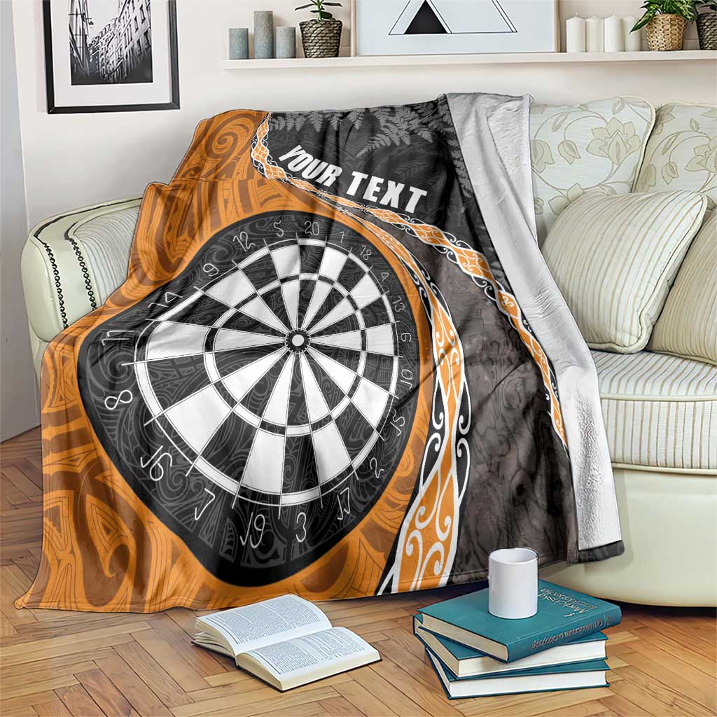 Personalised New Zealand Darts Blanket Koru Tribal Tattoo and Silver Fern Maori Pattern Orange Color LT03 Orange - Polynesian Pride