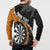 Personalised New Zealand Darts Button Sweatshirt Koru Tribal Tattoo and Silver Fern Maori Pattern Orange Color