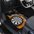 Personalised New Zealand Darts Car Mats Koru Tribal Tattoo and Silver Fern Maori Pattern Orange Color