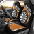 Personalised New Zealand Darts Car Seat Cover Koru Tribal Tattoo and Silver Fern Maori Pattern Orange Color