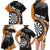 Personalised New Zealand Darts Family Matching Long Sleeve Bodycon Dress and Hawaiian Shirt Koru Tribal Tattoo and Silver Fern Maori Pattern Orange Color