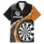 Personalised New Zealand Darts Family Matching Off Shoulder Maxi Dress and Hawaiian Shirt Koru Tribal Tattoo and Silver Fern Maori Pattern Orange Color