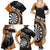 Personalised New Zealand Darts Family Matching Summer Maxi Dress and Hawaiian Shirt Koru Tribal Tattoo and Silver Fern Maori Pattern Orange Color