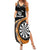 Personalised New Zealand Darts Family Matching Summer Maxi Dress and Hawaiian Shirt Koru Tribal Tattoo and Silver Fern Maori Pattern Orange Color