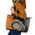 Personalised New Zealand Darts Leather Tote Bag Koru Tribal Tattoo and Silver Fern Maori Pattern Orange Color