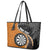 Personalised New Zealand Darts Leather Tote Bag Koru Tribal Tattoo and Silver Fern Maori Pattern Orange Color