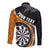 Personalised New Zealand Darts Long Sleeve Button Shirt Koru Tribal Tattoo and Silver Fern Maori Pattern Orange Color