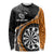 Personalised New Zealand Darts Long Sleeve Shirt Koru Tribal Tattoo and Silver Fern Maori Pattern Orange Color