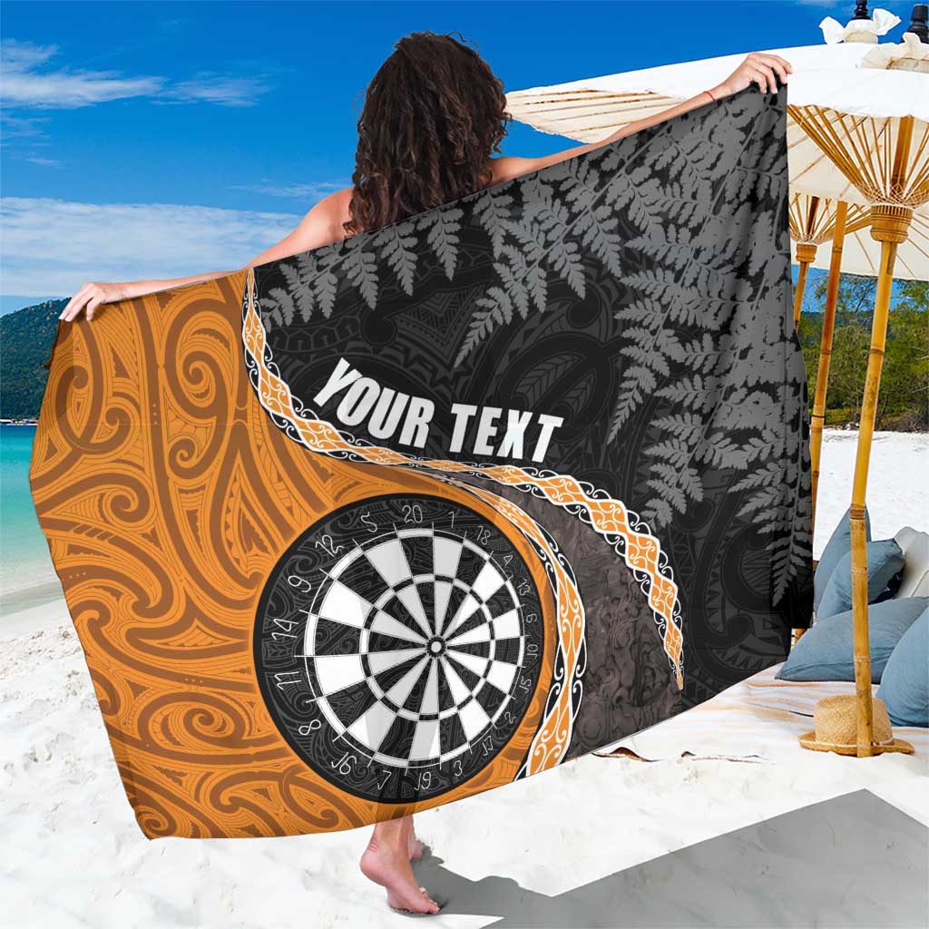 Personalised New Zealand Darts Sarong Koru Tribal Tattoo and Silver Fern Maori Pattern Orange Color LT03 One Size 44 x 66 inches Orange - Polynesian Pride